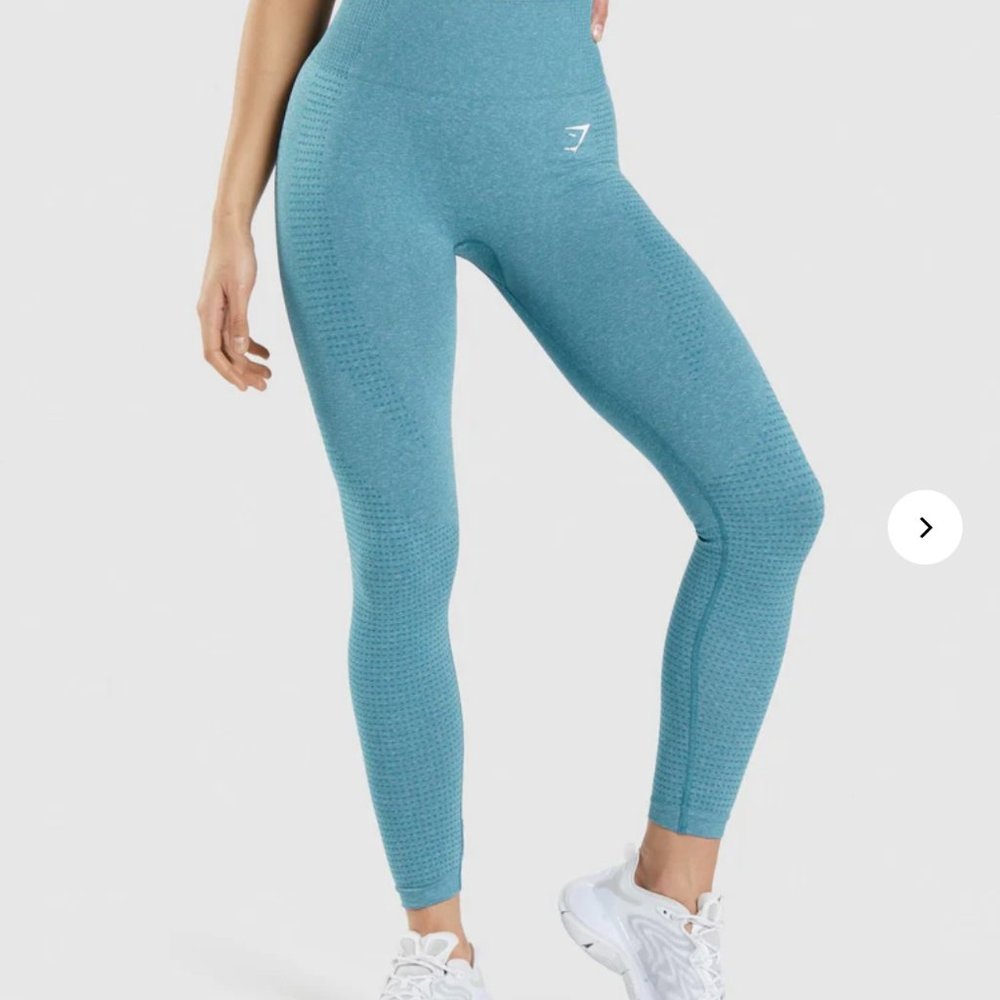 Gymshark Vital Seamless 2.0 Leggings, Tahoe Teal Marl, Size Small